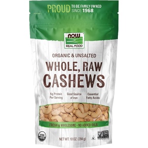 image:imageNOW Foods Certified Organic Cashews Whole Raw and Unsalted Rich Buttery Flavor Source of Fiber Protein and Iron Certified NonGMO 10Ounce Packaging May VaryOrganic Whole Cashews Pack of 12