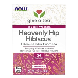image:imageNOW Foods Organically Hip Hibiscus Tea CaffeineFree NonGMO No Added Colors Preservatives or Sugars Premium Unbleached Tea Bags with our NoStaples Design 24CountHeavenly Hip Hibiscus