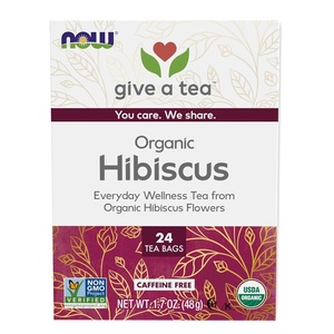 image:imageNOW Foods Organically Hip Hibiscus Tea CaffeineFree NonGMO No Added Colors Preservatives or Sugars Premium Unbleached Tea Bags with our NoStaples Design 24CountOrganically Hip Hibiscus
