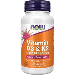 image:imageNOW Supplements Vitamin D3 amp K2 1000 IU45 mcgPlus Cardiovascular Support Supports Bone Health 120 veg Capsules120 Count Pack of 1
