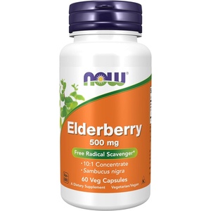 image:imageNOW Foods Supplements Elderberry Sambucus nigra500 mg 101 Concentrate 60 Veg Capsules60 Count Pack of 1