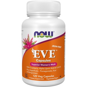 image:imageNOW Foods Supplements Eve Womens Multivitamin with Cranberry Alpha Lipoic Acid and CoQ10 plus Superfruits  Pomegranate Acai amp Mangosteen IronFree 120 Veg Capsules120 Count Pack of 12