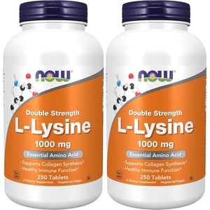 image:imageNOW Foods Supplements LLysine LLysine Hydrochloride 1000 mg Double Strength Amino Acid 250 Tablets250 Count Pack of 2