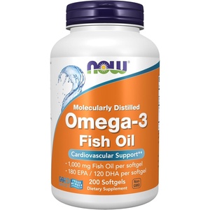 image:imageNOW Foods Supplements Omega3 180 EPA  120 DHA Molecularly Distilled Cardiovascular Support 200 Softgels200 Count Pack of 1