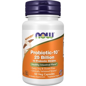 image:imageNOW Foods Supplements Probiotic10 25 Billion with 10 Probiotic Strains Dairy Soy and Gluten Free Strain Verified 30 Veg Capsules50 Count Pack of 1