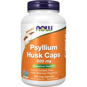 image:imageNOW Foods Supplements Psyllium Husk Caps 500 mg NonGMO Project Verified Natural Soluble Fiber Intestinal Health 200 Veg Capsules500 Count Pack of 1