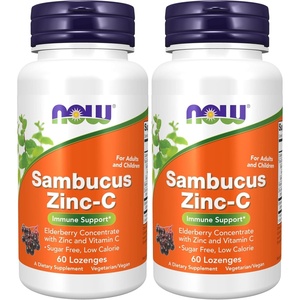 image:imageNOW Foods Supplements Sambucus ZincC with Elderberry Concentrate and Vitamin C 60 Lozenges60 Count Pack of 2