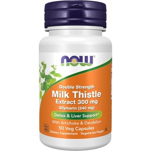 image:imageNOW Foods Supplements Silymarin Milk Thistle Extract 300 mg with Artichoke and Dandelion Double Strength Supports Liver Function 200 Veg Capsules50 Count Pack of 1