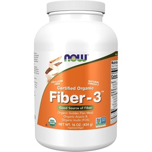 image:imageNOW Supplements Fiber3 Certified Organic NonGMO Project Verified Psyllium Free with Organic Golden Flax Meal Acacia amp Inulin 16Ounce1 Pound Pack of 12