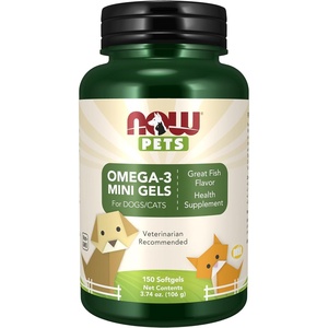 image:imageNow Pet Health Omega 3 Mini Gels Supplement Formulated for Cats amp Dogs NASC Certified 150 Softgels150 Count